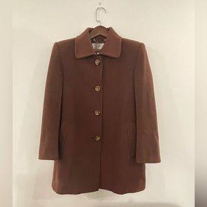 Vintage Woman Wool Rabbit Hair Brown Trench Coat Jacket